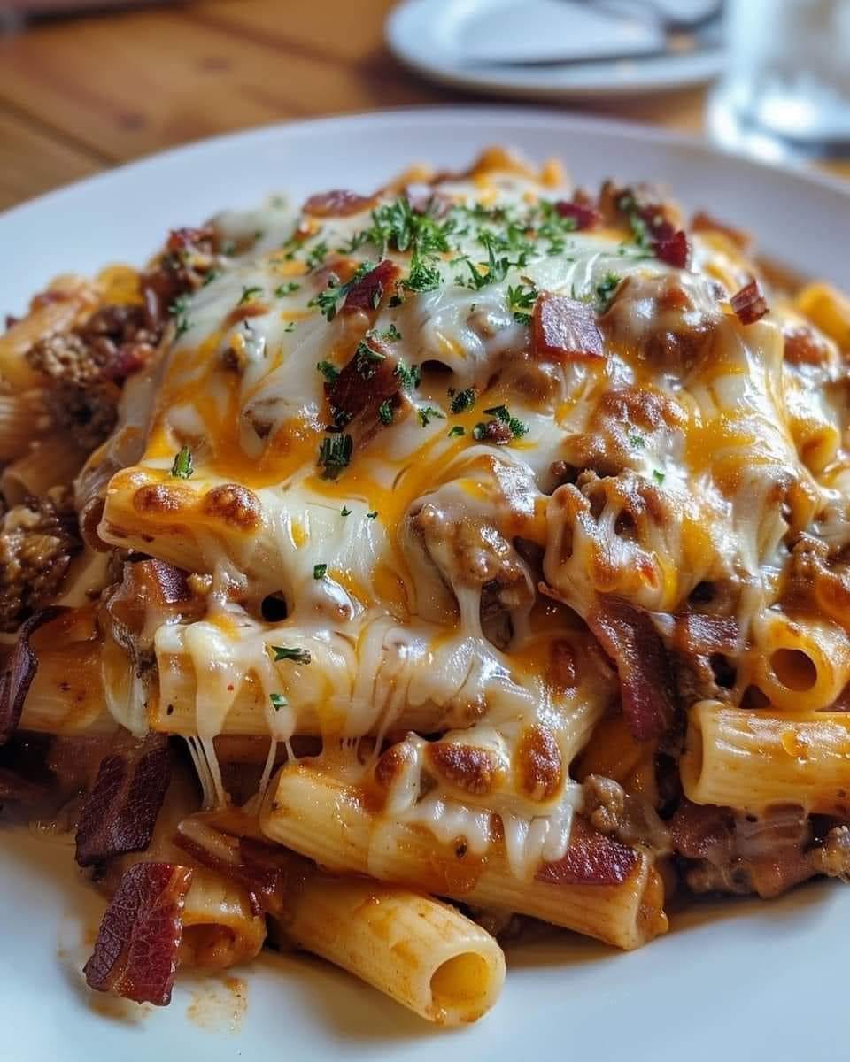 Creamy Loaded Bacon Cheeseburger Pasta