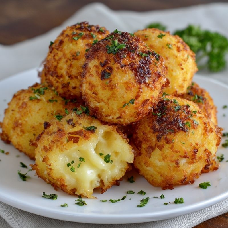 Golden Air Fryer Cheesy Mashed Potato Balls