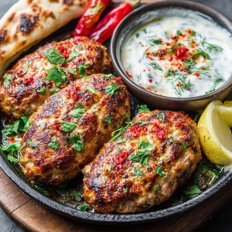 Succulent Chicken Kofta With Garlic Yogurt Sauce