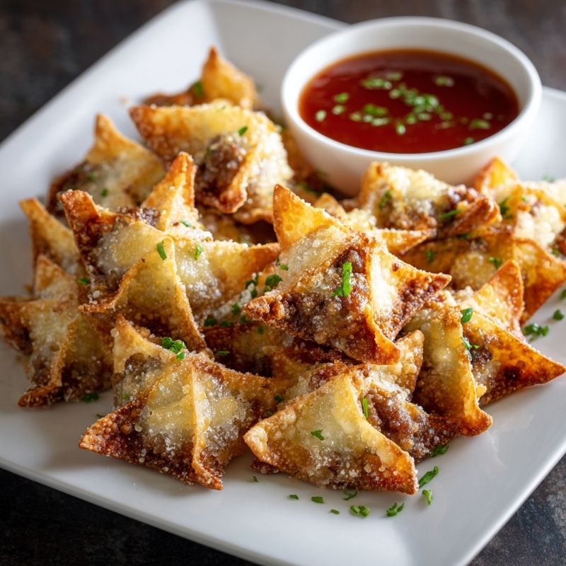 Savory Baked Sausage And Cheese Mini Wontons