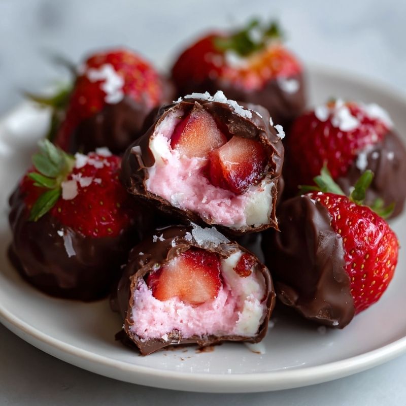 Irresistible Chocolate Strawberry Frozen Yogurt Bites