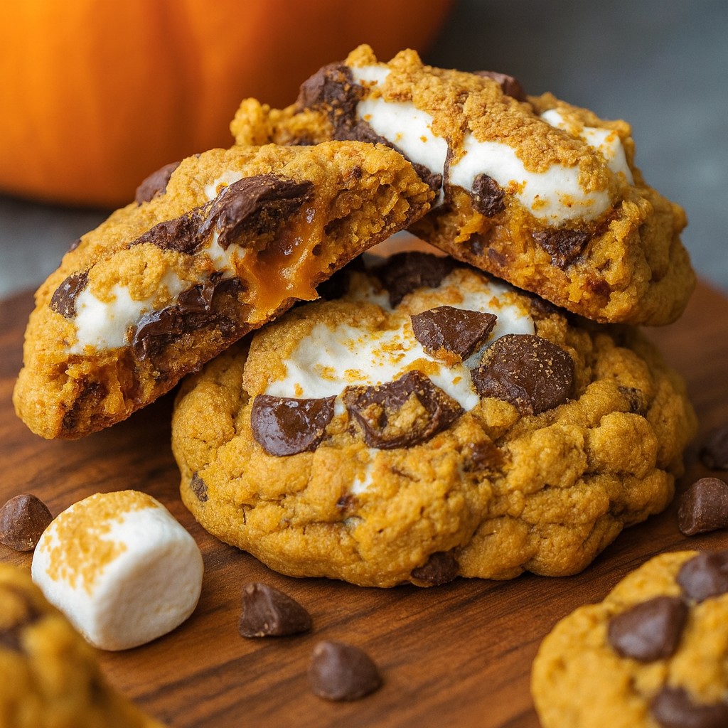 Festive Pumpkin Smores Cookies