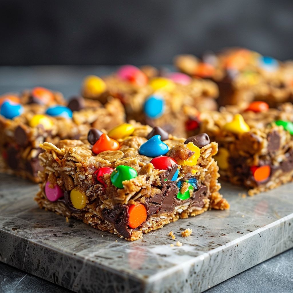 Fudgy M&M Cookie Bars