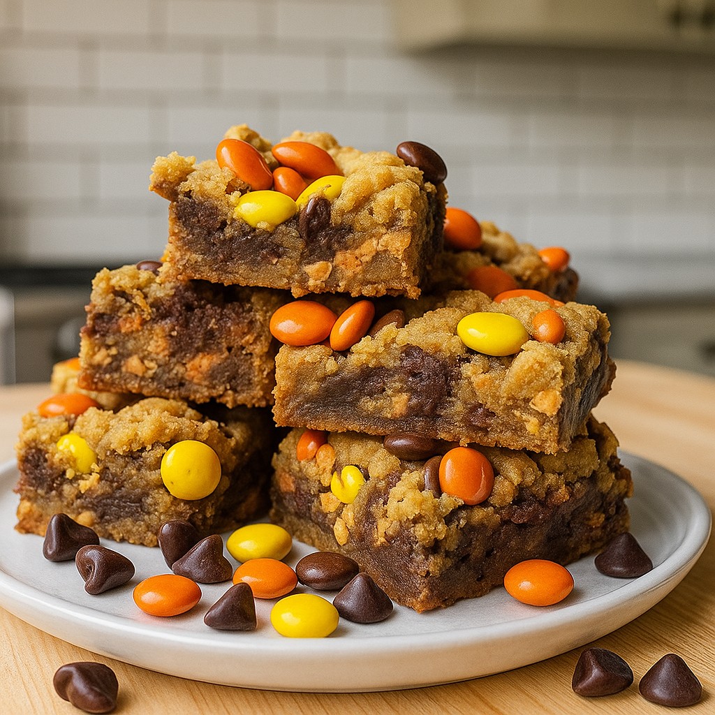 Fudgy Reese Pieces Peanut Butter Brownies