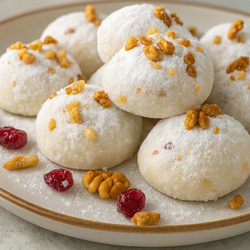 Festive Cranberry Orange Snowball Cookies