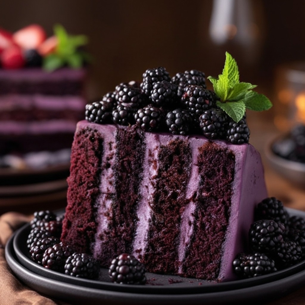 Easy Blackberry Velvet Gothic Cake