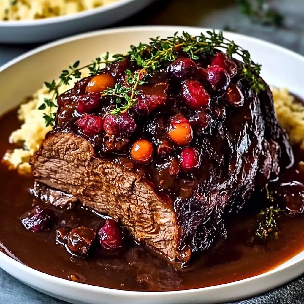 Slow Braised Beef Roast With Cranberry Balsamic Glaze