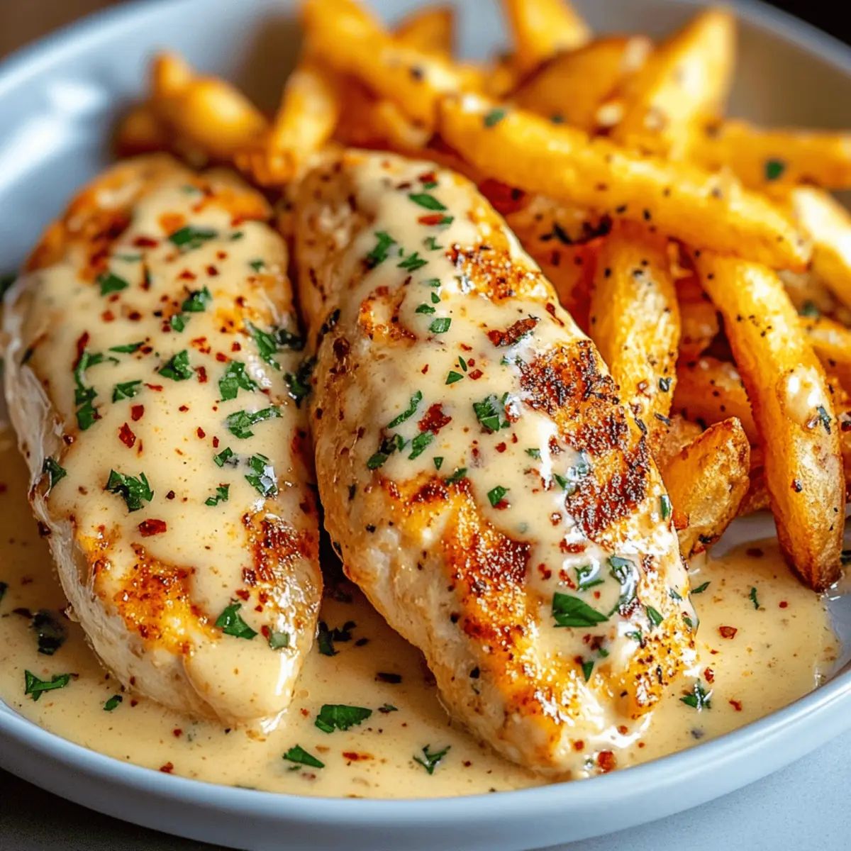 Chewy Chicken Fillet In Spicy Creamy Parmesan Sauce