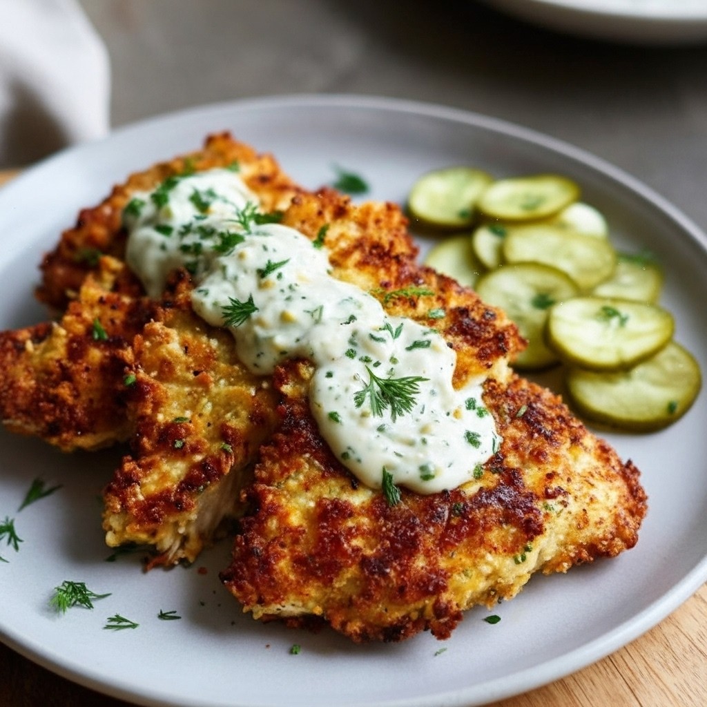 Crispy Pickle Parmesan Chicken