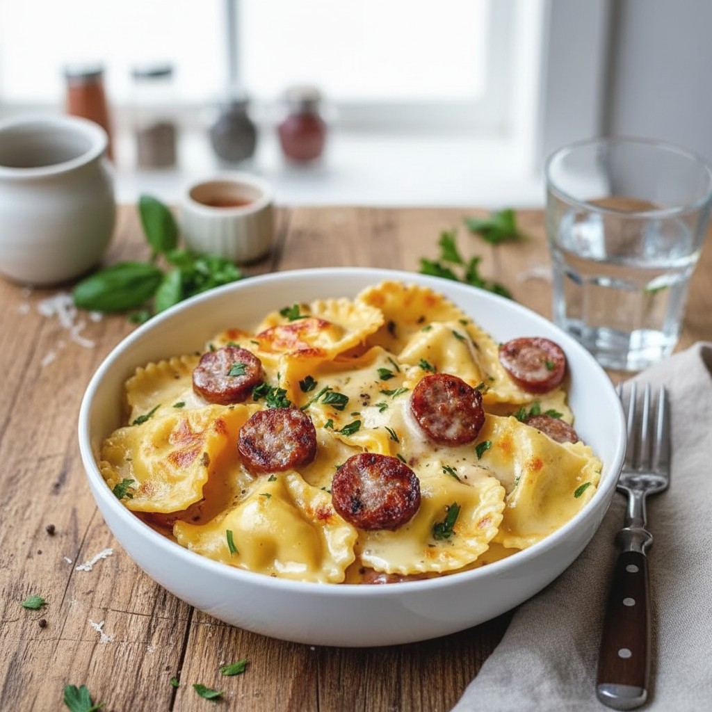 Pierogi Casserole With Kielbasa