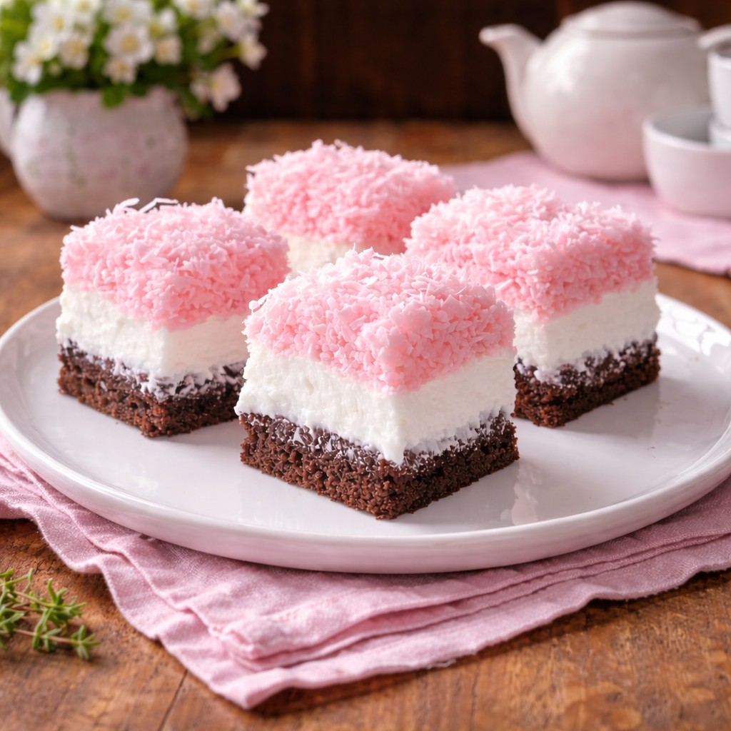 Easy Pink Coconut Snowball Cake Bars