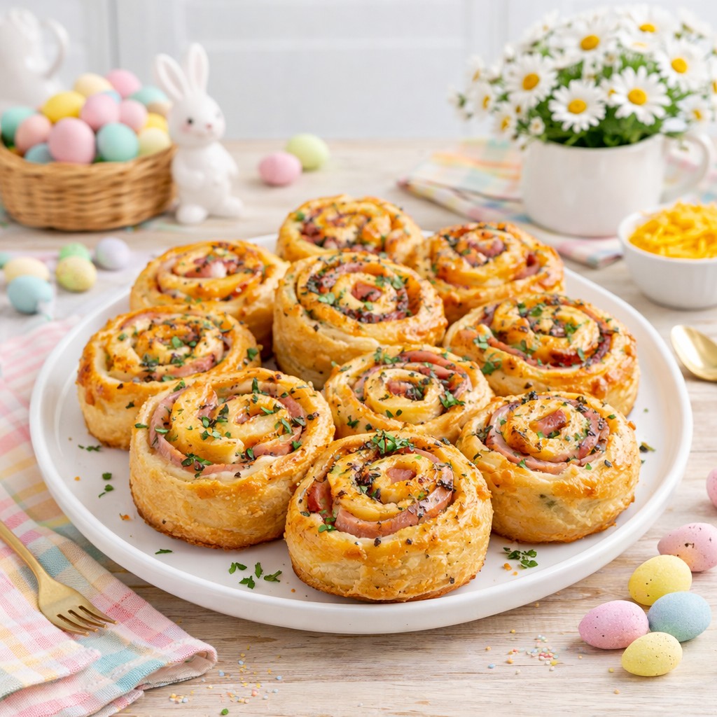 Delicious Easter Ham And Cheddar Pinwheels